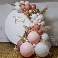 【Affordable variety of balloons】56ชิ้นย้อนยุคสีชมพูบอลลูนชุดสีขาวสีชมพูโค้งพวงมาลัยบอลลูนชุด DIY วันเกิดงานแต่งงานตกแต่งเด็กอาบน้ำ G Lobos อุปกรณ์