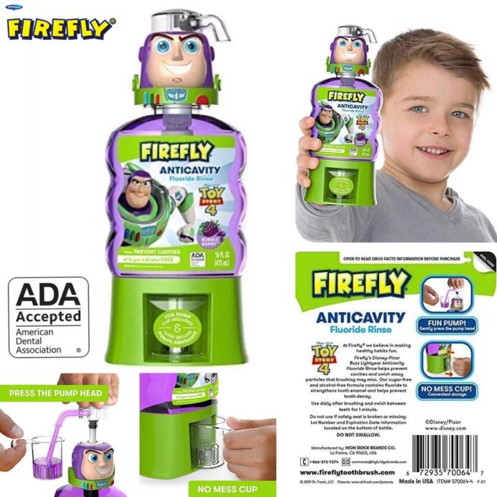 น้ำยาบ้วนปากเด็ก-toy-story-buzz-lightyear-รสบลูเบอร์รี่-made-in-usa-firefly-pump-rinse-16-oun-ik8k-ราคา-590-บาท