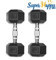 ?ดัมเบลยกน้ำหนัก? ดัมเบลหกเหลี่ยมหุ้มยางอย่างดี รุ่น Hex Rubber Dumbbell 8 Kg. (1 ข้าง) ?️