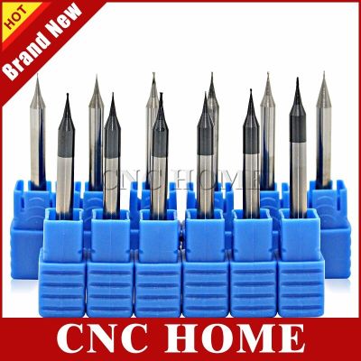 1pc hrc55 2 ขลุ่ยดอกเอ็นมิลขนาดเล็ก 0.3 มม. ถึง 0.9 มม. ทังสเตนคาร์ไบด์ fresas cnc router bits milling cutter เครื่องมือตัด CNC