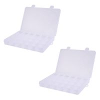 2X 24 Compartments Plastic Box Case Jewelry Bead Storage Container Craft Organizer