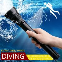 Most powerful LED XHP 50 Diving Flashlight 3*18650 or 26650 High Capacity Rechargeable Batteries Torch Light Depth 80M Spotlight Rechargeable  Flashli