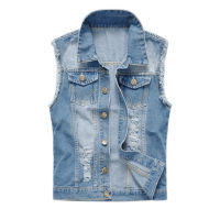 Fashion Men Denim Vest Sleeveless Washed Jeans Waistcoat Ripped Jacket Tops 6XL New