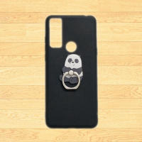 Case For TCL 20R 20 SE 5G 10L L7 5102K 10 Pro 20S 20L+ 20Y 20E 30 XE 3D Cute Sit Panda Finger Ring Stand Holder Soft TPU Phone Cover