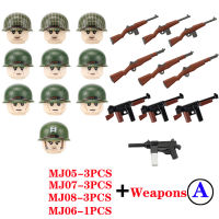 WW2 Airborne Division 101st Soldier Figures Two Color Weapons Building Blocks Military Army US s Mini Bricks Toy For Children