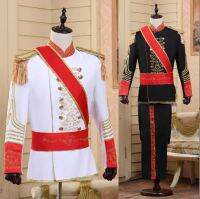 Fashionable Retro Personalized Vintage Wedding Blazer for Men Male Fringed Epaulet Military Dress