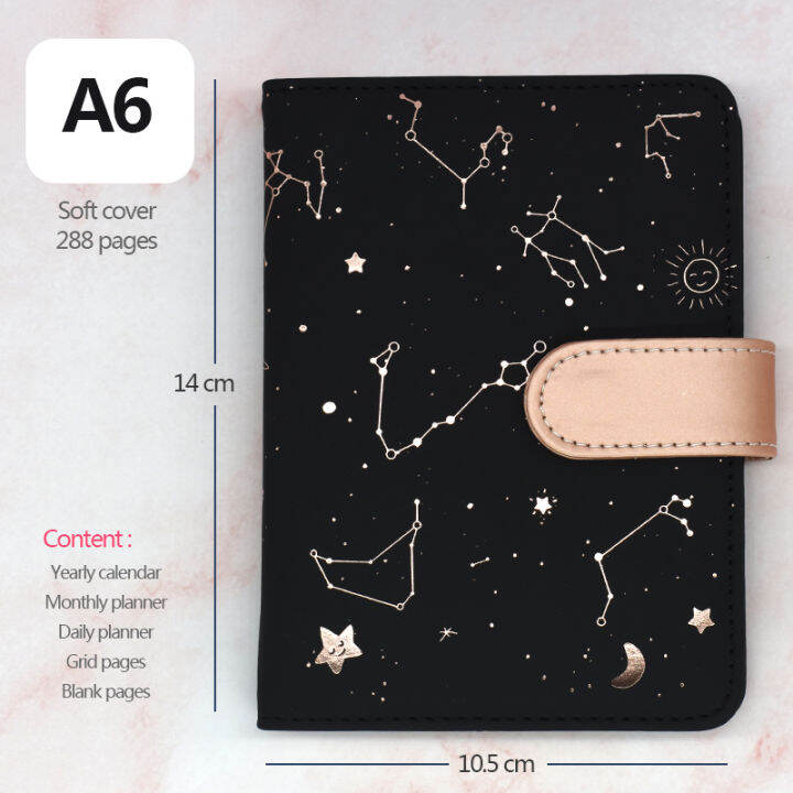 agenda-2023-planner-notebook-undated-starry-sky-a6-small-diary-fullyear-planner-undated-daily-amp-monthly-plan-soft-leather-cover