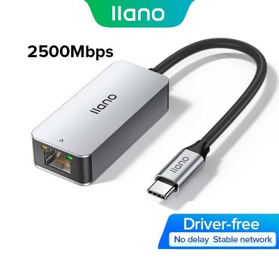 llano อะแดปเตอร์อีเธอร์เน็ต 2500Mbps Type C กิกะไบท์ USB C to Lan RJ45 การ์ดเครือข่าย สำหรับแม็ค แล็ปท็อป