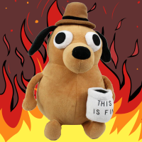 22Cm This Is Fine Meme Dog Plush Coffee Cup Stuffed Plush Toy