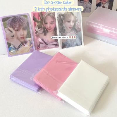 MINKYS tas penyimpan foto Kpop tas penyimpanan pelindung kartu foto idola warna es krim 50 buah/pak