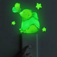 ✇❡☃ 15x28cm Bear Butterfly Wall Sticker Switch Sticker Luminous Sticker Room Decorative Wall Sticker Wallpaper Ms4172