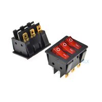 【NEW】 Kings Trading mall 2PCS KCD4สามวิธี9 PIN Push ปุ่ม Rocker Switch สีแดง Led เปิด/ปิดสวิทช์16A 30A/250V Triple 9PIN