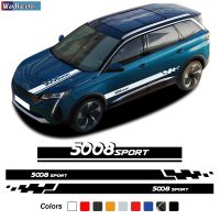 3 Pcs Racing Sport Car Hood Decal Door Side Stripes Skirt Sticker For Peugeot 5008 2017 2018 2019 2020 2021 Accessories