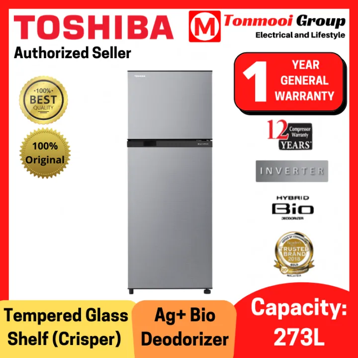 Toshiba 273L Inverter 2 Door Fridge GR-B31MU (SS) | Ag+ Bio Deodorizer ...