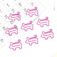 10PCS Metal Material Pig Shape Paper Clips Pink Color Funny Kawaii Bookmark Office School Stationery Marking Clips