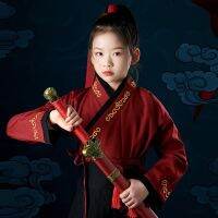 Ancient costume hanfu performance children Chinese wind learning em古装汉服演出儿童花木兰岳飞将军英雄侠客中国风国学三字经表演服100404z