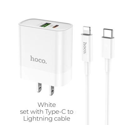 HOCO C80 ปลั๊กชาร์จเร็ว PD 20W Quick Charge 3.0 PD3.0 หัวชาร์จเร็ว สำหรับ iPhone Samsung Xiaomi Huawei สาย 2 แบบให้เลือก Type-C to Type-C กับ Type-C to Lightning