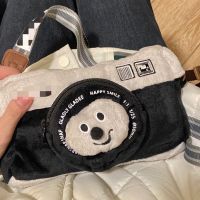 High-end Original cute cartoon camera bag anti-fall plush smiling face retro camera shape messenger bag mobile phone bag ccd camera bag