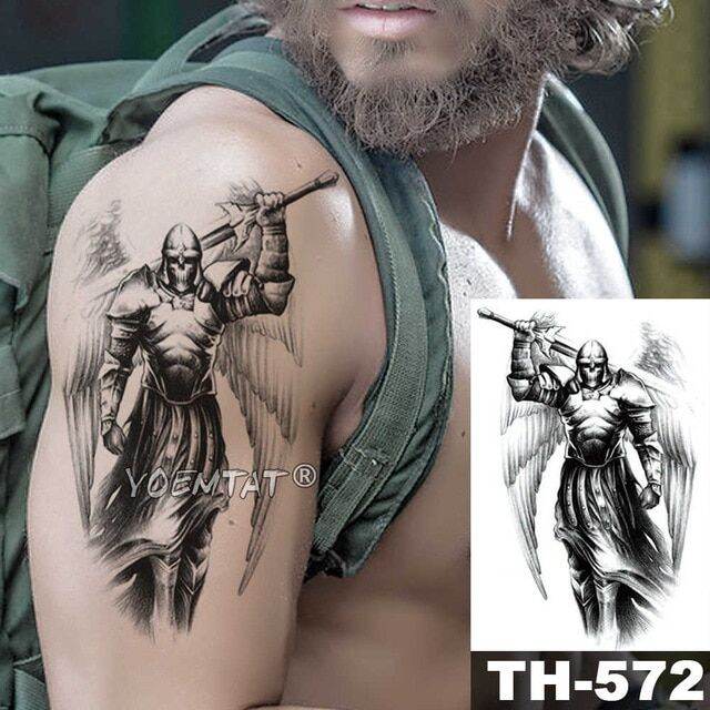 Buy Large Half Sleeve Temporary Tattoos Cross Knight Warrior Fake Online in  India  Etsy