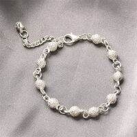 [COD] Ethnic style silver wholesale Korean fashion sweet ball bracelet silver-plated