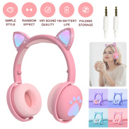 UnVug 5.0 Wireless Bluetooth Headset Cat Ear LED Headphones Stereo Noise