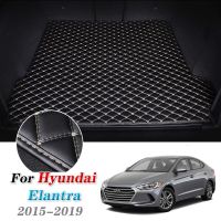 แผ่นหนังรองท้ายรถสำหรับ Hyundai Elantra 2015-2019แผ่นพรมที่พื้นรถยนต์ถาดใส่อาหารซับในรองเท้าบูท Error 2018 2017 2016