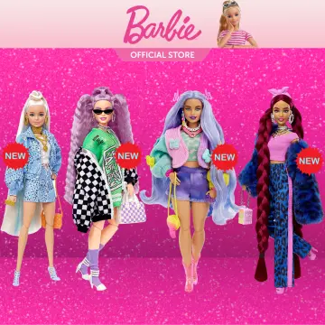  Barbie Doll with Pet Koala, Barbie Extra, Kids Toys, Clothes  and Accessories, Wavy Lavender Hair, Colorful Butterfly Sweater, Pink Boots  : Toys & Games