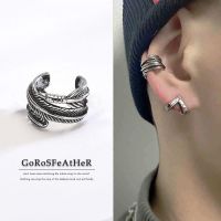 [COD] Feather Ear Clip Mens Trend Personality Anti-Thai Earring Fashion No Piercing