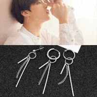 Titanium Steel Korean Fashion Bts Earrings Long Tassel Metal Earrings Fashion Punk Stainless Steel Street Beat Idol Ear Studs