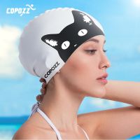 COPOZZ Waterproof Silicone Swimming Cap  Long Hair Professional Women Swim Hat  Ear Protection Water Sports Swimming Pool Cap Swim Caps