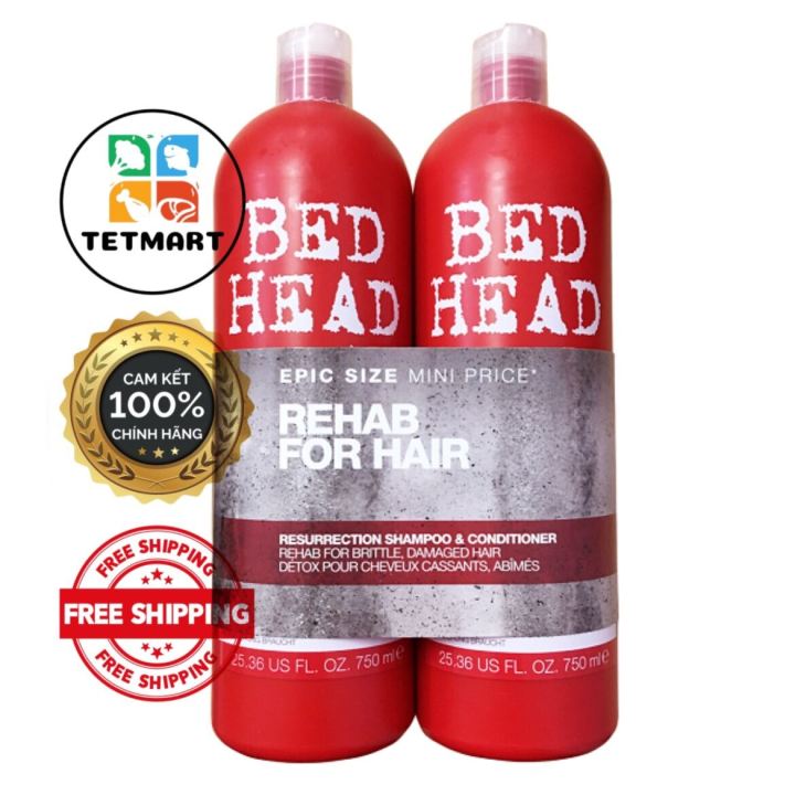 Cặp dầu gội xả TIGI Đỏ Hàng chuẩn Đức Bed Head 100% 750ml*2 lọ, thơm và mềm  tóc, chuyên cho salon 
