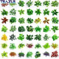 TEAZLE ใบไผ่จำลองสไตล์การแต่งบ้านสีสันสดใสระเบียงสวนกระถางดอกไม้ประดิษฐ์ต้นไม้ปลอม