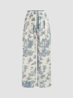 Cider K-POP Satin Toile de Jouy Pajama Pants กางเกงขายาวผู้หญิง กางเกงนอนขายาว ผ้าซาติน dok