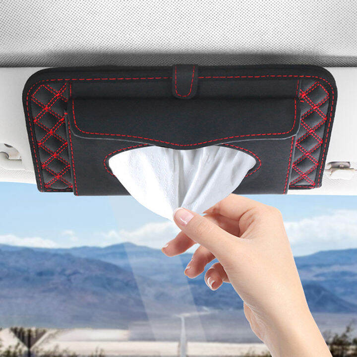 car-cd-dvd-holder-disc-pu-leather-storage-media-case-sunglasses-card-organizer-sun-visor-sunshade-sleeve-wallet-clips