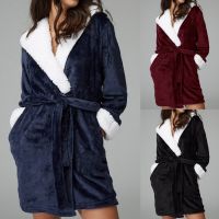 Women Pajama 2021 Female Hooded Fleece Bathrobe Ladies Soft Plush Long Flannel Sleepwear New Plush Robe Ladies Night-robe