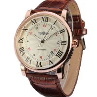 ZZOOI Relogio Relojes 2022 New Fashion Rose Gold Watches Day Date Automatic Self Wind Leather Strap Mens Watches Mechanical Watches