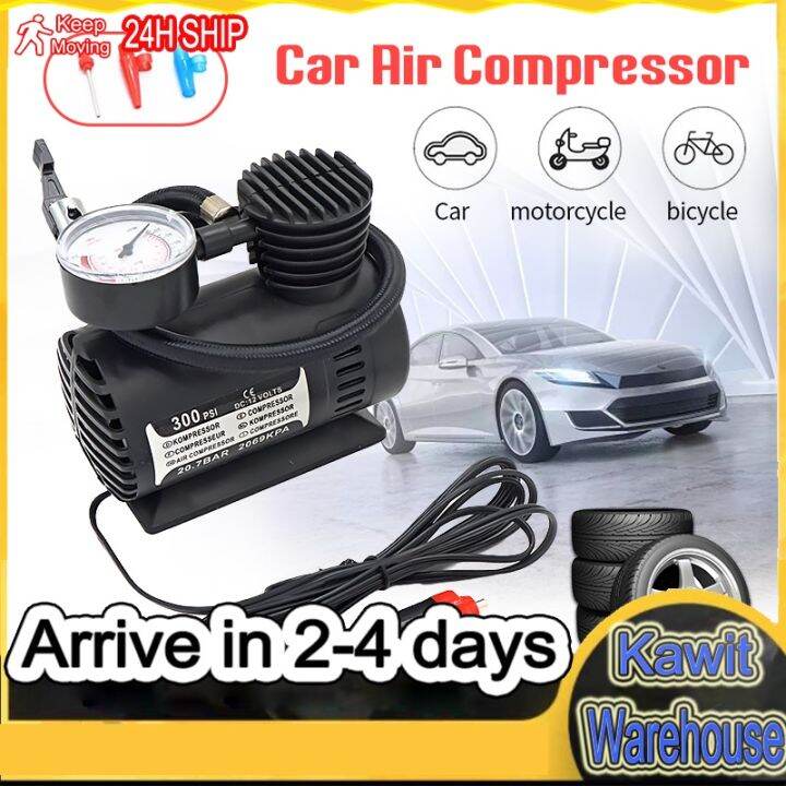 Electric Air Pump Car Bicycle Motorcycle Tire Pump 12V 300 PSI Inflate ...