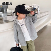 AMILA เสื้อสเวตเตอร์เสื้อแจ็คเก็ตมีฮู้ดฤดูหนาวสไตล์เกาหลีเด็ก เสื้อแจ็กเก็ตเด็กทรงหลวม