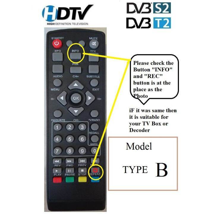 Remote Control DVB T2 DVB S2 (TYPE B) Lazada
