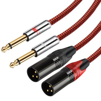 Dual 1/4 Inch TS Mono 6.35mm Jack to 2 x XLR Male Audio Cable Amplifier Mixer Sound Console Home Theater System Shielded Cords