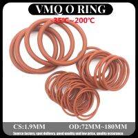 Hccdpqd ปะเก็นซีลโอริง VMQ หนา1.9Mm OD 72 180มม. ยางซิลิโคนหุ้มฉนวนเครื่องล้างกันน้ำทรงกลมปลอดสารพิษสีแดง