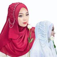 【YF】 Solid Beaded Headband Hijab Instant Shawl Turkey Hat Womens Hood Hair Loss Head  Scarf Stretch