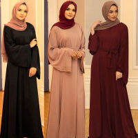 Middle East Dubai Hot Sale Clear Color Large Size Lace Up Muslim Dress 6394