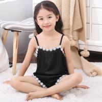 ZZOOI Summer Girls Pajamas Sets Children Satin Pajamas Kids Homewear Lace Vest+Short 2pcs Clothes Girls Nightwear Kid Silk Pyjamas