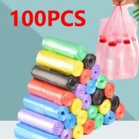 100PCS Garbage Bag Disposable Trash Can Thicken Vest Style Storage Colorful Portable Home Kitchen Convenient Waste Rubbish Bags