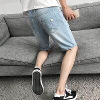 Shorts 男士短裤夏季薄款破洞牛仔短裤男五分裤宽松中裤潮流夏天牛仔裤5 Loose Casual Pants