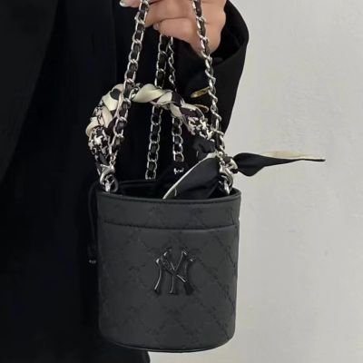 MLBˉ Official NY early spring new niche fortune bucket bag N light luxury perfume bag shoulder Messenger womens bag DIY pen holder small bag