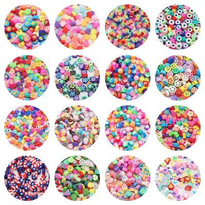 【CW】☋♟∏  50pcs Color FlowerFruitStarsButterfliesHeart Polymer Clay Spacers Loose Beads Jewelry Making Necklace