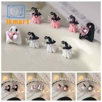 LKMART 2Pcs/set เครื่องประดับเล็บ DIY ตกแต่งเล็บผีฮาโลวีน วัสดุตกแต่งเล็บ อุปกรณ์ทำเล็บ อุปกรณ์ทำเล็บผีฮาโลวีน คาวาอิ ผีพลอยเทียมรูปหัวใจ อุปกรณ์ทำเล็บ