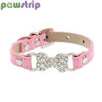 [Big Spade] Pawstrip 5สี Rhinestone ปลอกคอสุนัขขนาดเล็ก PUCat Collar Chihuahua YorkiePet Leads Solid Pet Collars S/M